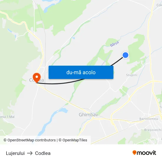 Harta de Lujerului către Codlea