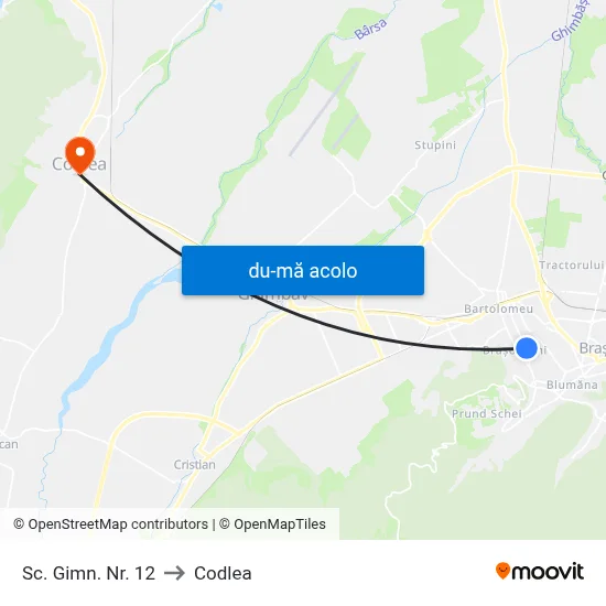 Harta de Sc. Gimn. Nr. 12 către Codlea