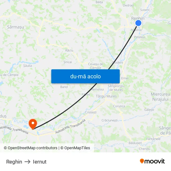 Harta de Reghin către Iernut