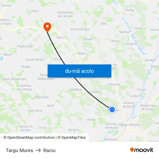 Harta de Targu Mures către Raciu