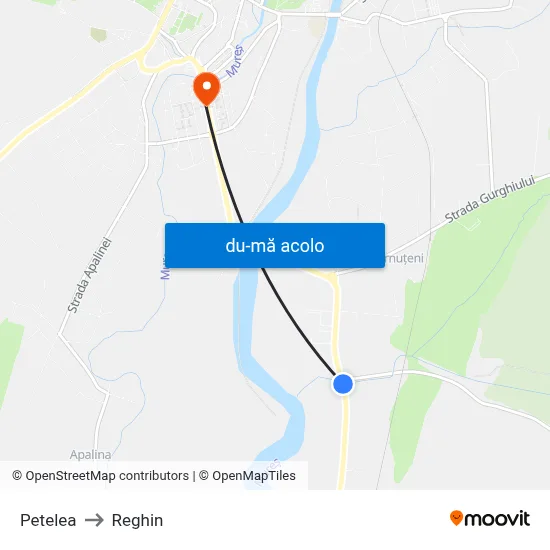 Harta de Petelea către Reghin