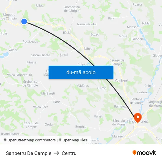 Harta de Sanpetru De Campie către Centru
