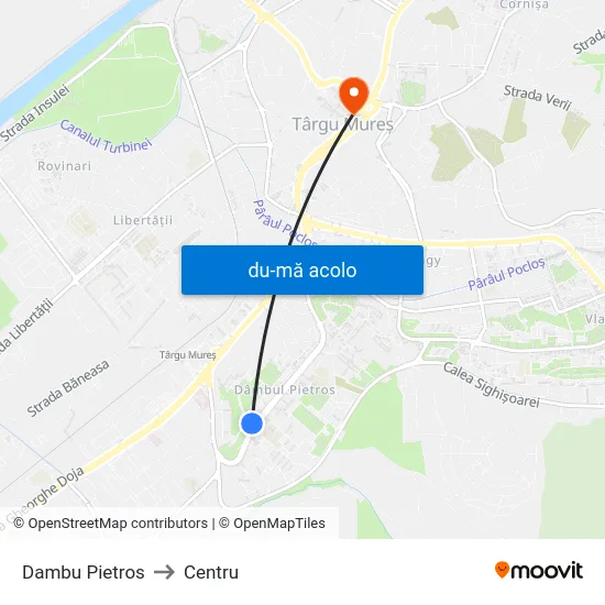 Harta de Dambu Pietros către Centru