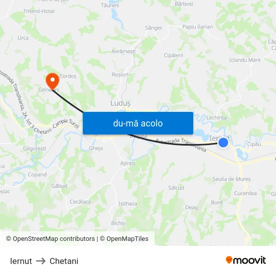 Harta de Iernut către Chetani