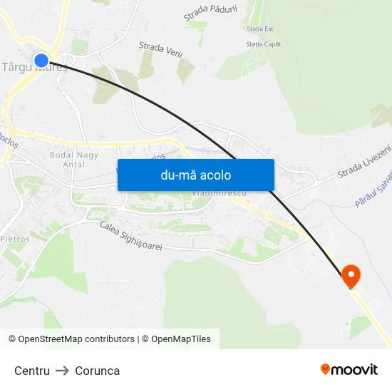 Harta de Centru către Corunca