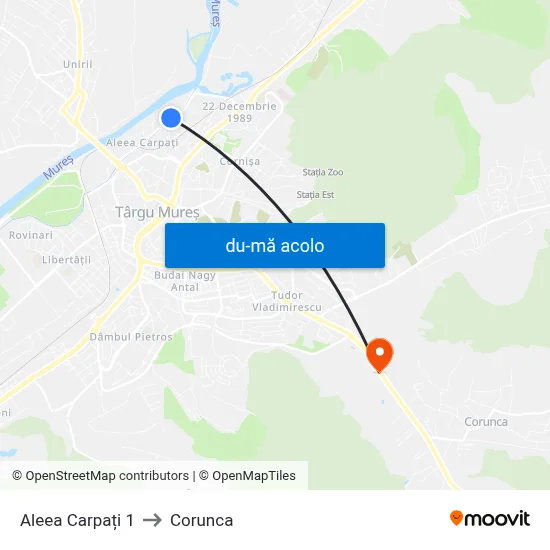 Harta de Aleea Carpați 1 către Corunca