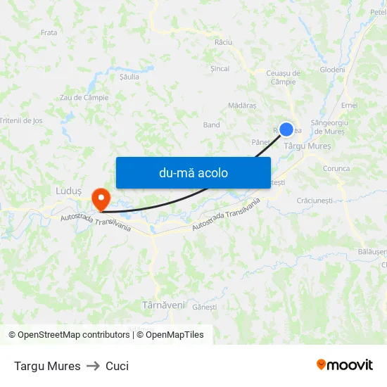 Harta de Targu Mures către Cuci