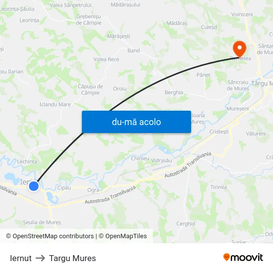 Harta de Iernut către Targu Mures