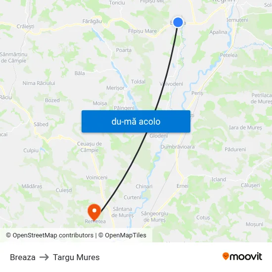 Harta de Breaza către Targu Mures