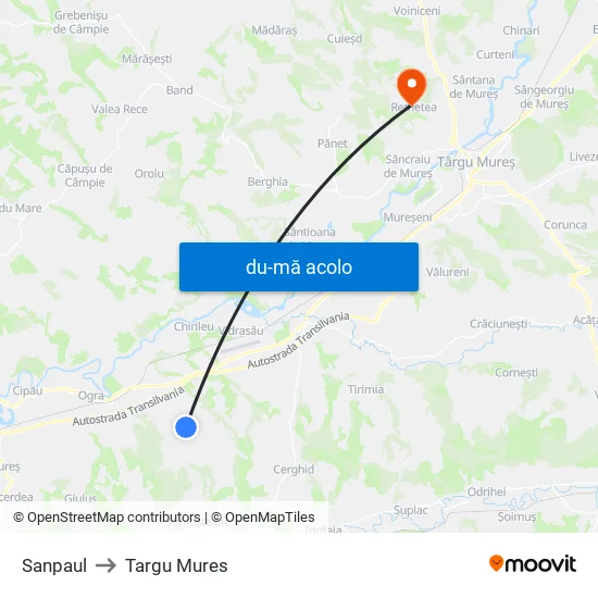 Harta de Sanpaul către Targu Mures