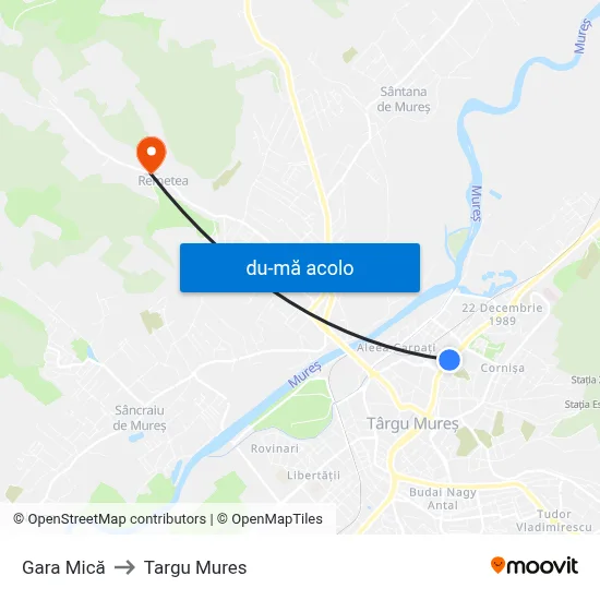 Harta de Gara Mică către Targu Mures