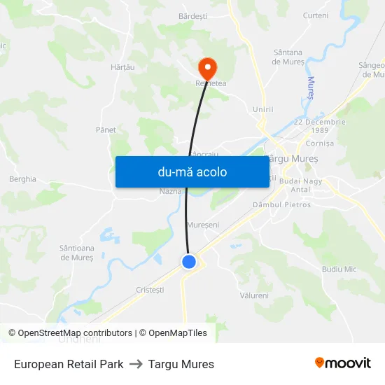 Harta de European Retail Park către Targu Mures