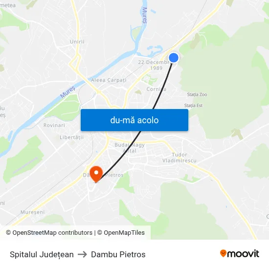 Harta de Spitalul Județean către Dambu Pietros