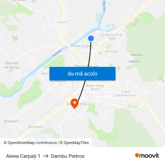 Harta de Aleea Carpați 1 către Dambu Pietros