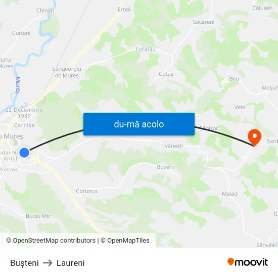 Harta de Bușteni către Laureni