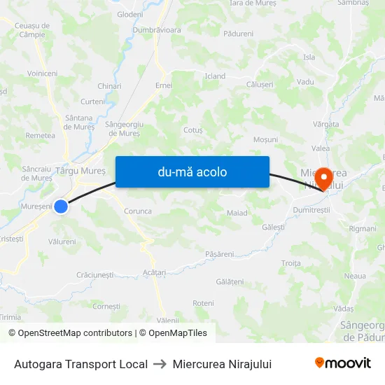 Harta de Autogara Transport Local către Miercurea Nirajului