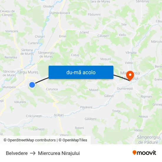 Harta de Belvedere către Miercurea Nirajului