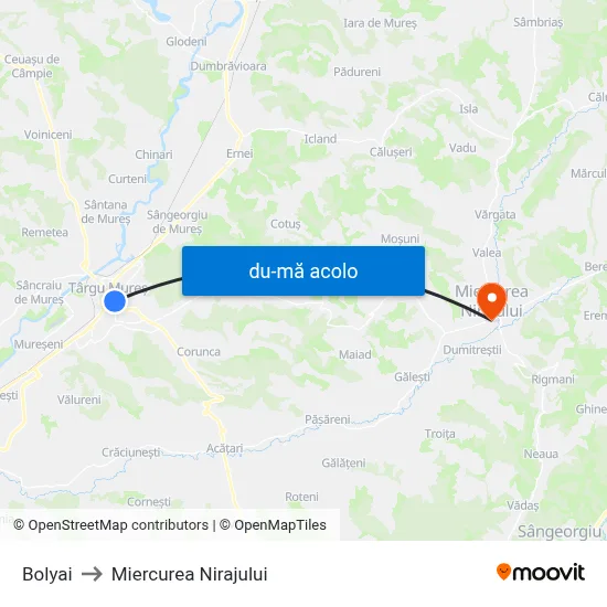 Harta de Bolyai către Miercurea Nirajului