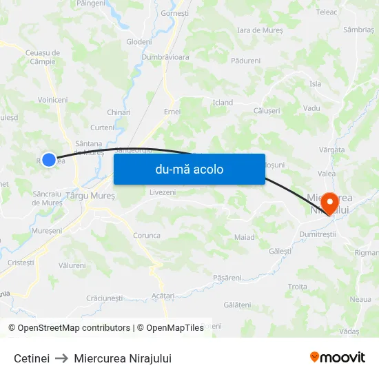 Harta de Cetinei către Miercurea Nirajului