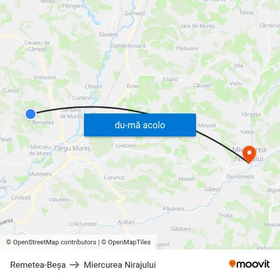 Harta de Remetea-Beșa către Miercurea Nirajului