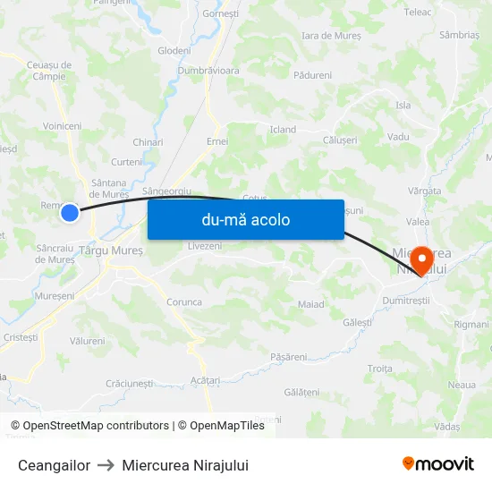 Harta de Ceangailor către Miercurea Nirajului