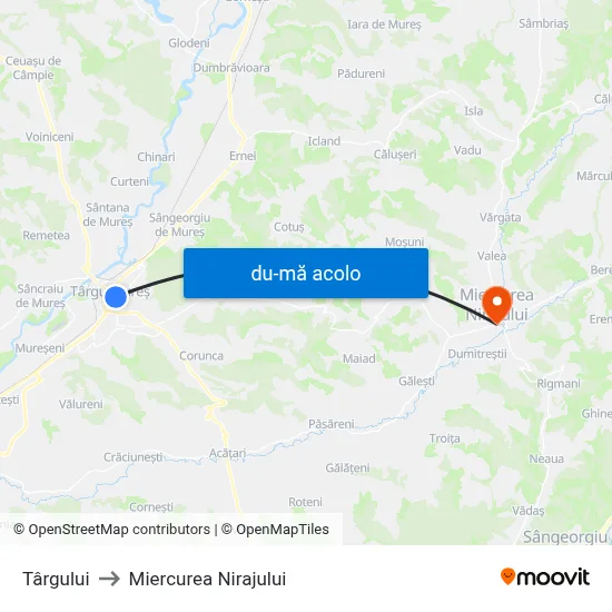 Harta de Târgului către Miercurea Nirajului
