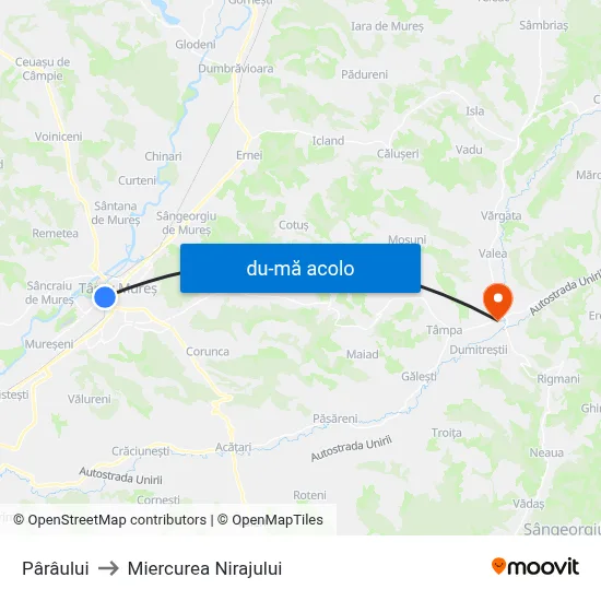 Harta de Pârâului către Miercurea Nirajului