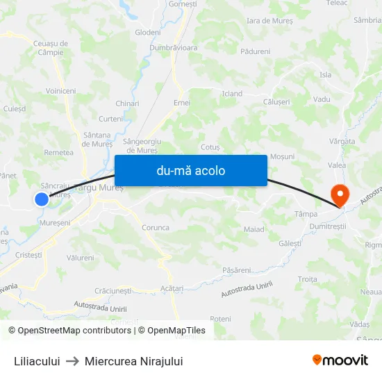 Harta de Liliacului către Miercurea Nirajului