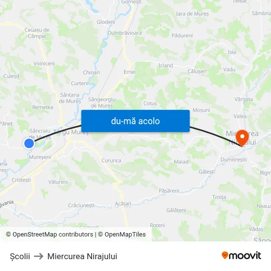 Harta de Şcolii către Miercurea Nirajului