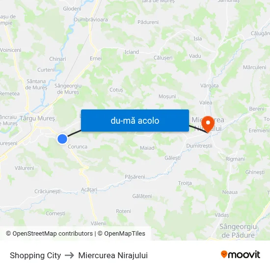 Harta de Shopping City către Miercurea Nirajului