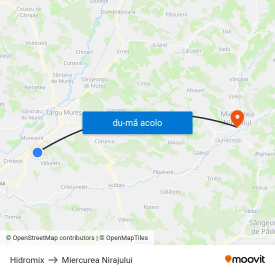 Harta de Hidromix către Miercurea Nirajului