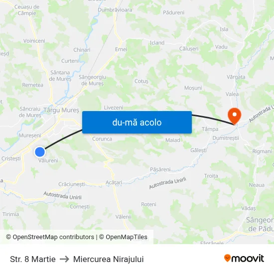 Harta de Drumserv către Miercurea Nirajului