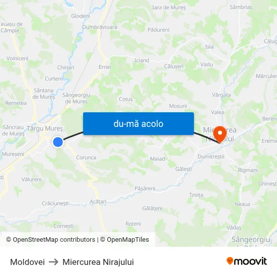 Harta de Moldovei către Miercurea Nirajului
