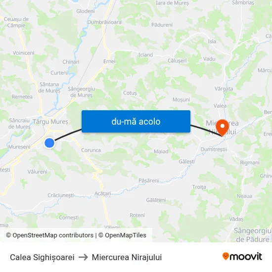 Harta de Calea Sighișoarei către Miercurea Nirajului