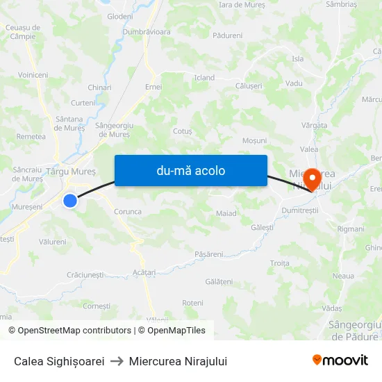 Harta de Calea Sighișoarei către Miercurea Nirajului