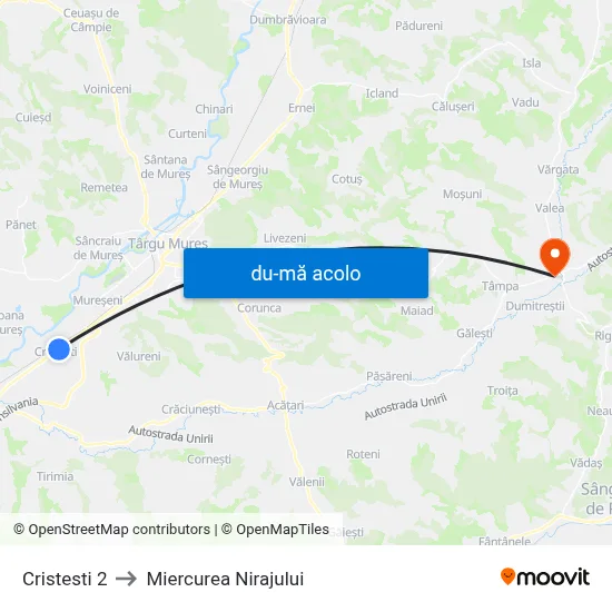 Harta de Cristești | Gării către Miercurea Nirajului