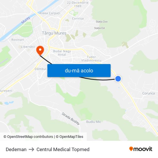 Harta de Dedeman către Centrul Medical Topmed
