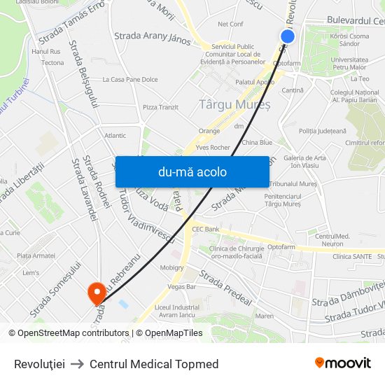 Harta de Revoluţiei către Centrul Medical Topmed