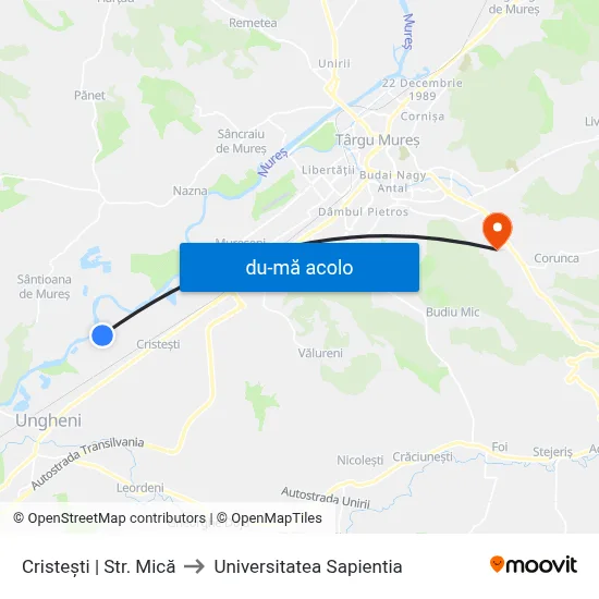 Harta de Cristești | Str. Mică către Universitatea Sapientia