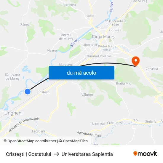 Harta de Cristești | Gostatului către Universitatea Sapientia