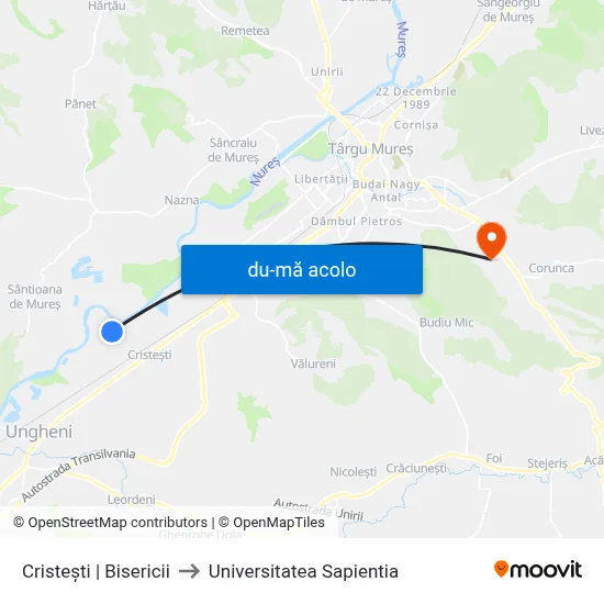 Harta de Cristești | Bisericii către Universitatea Sapientia