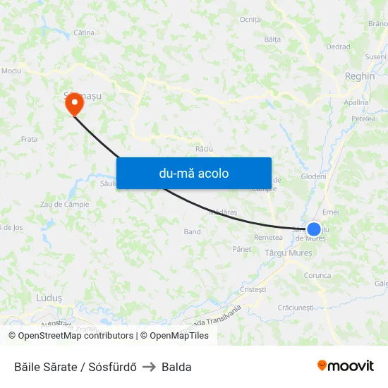 Harta de Băile Sărate / Sósfürdő către Balda