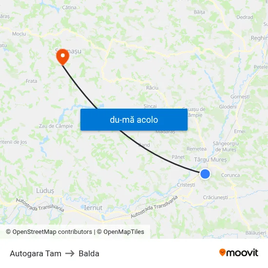 Harta de Autogara Tam către Balda