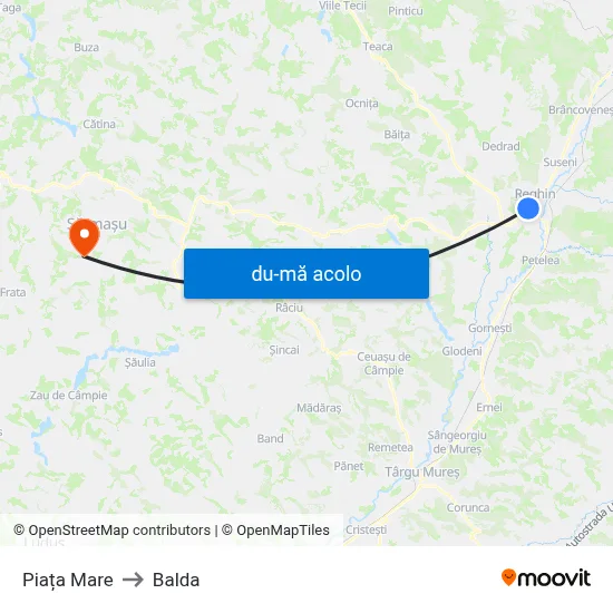Harta de Piața Mare către Balda