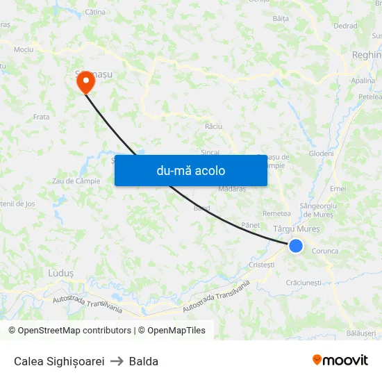 Harta de Calea Sighișoarei către Balda