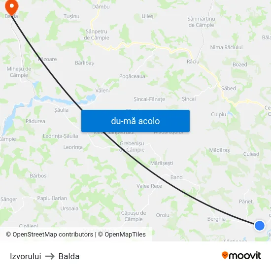 Harta de Izvorului către Balda