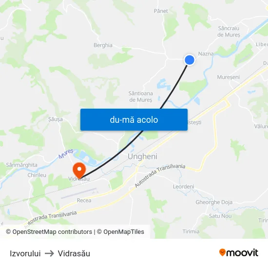 Harta de Izvorului către Vidrasău