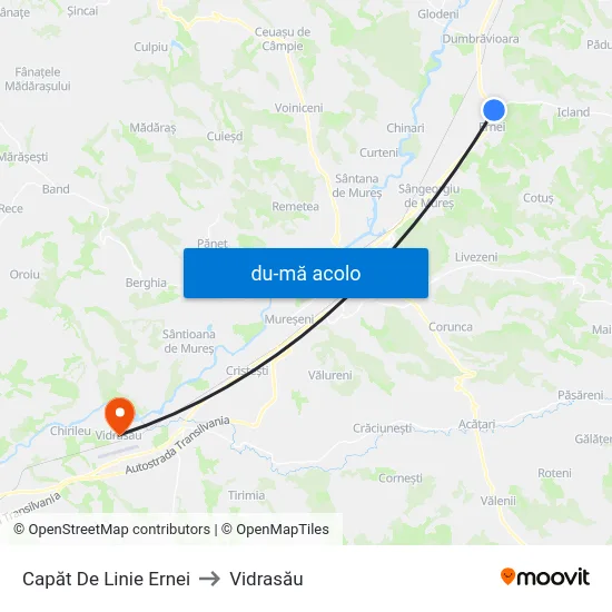 Harta de Capăt De Linie Ernei către Vidrasău
