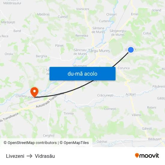Harta de Livezeni către Vidrasău