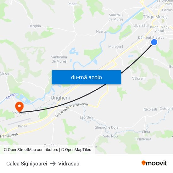 Harta de Calea Sighișoarei către Vidrasău